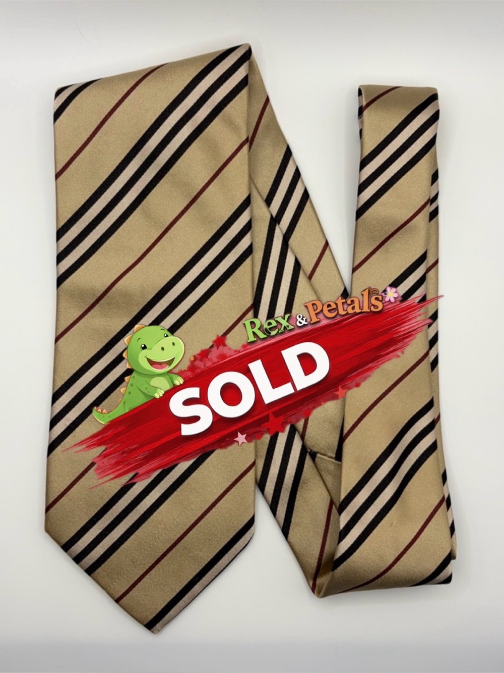 Burberry London Men's Beige Manson Diagonal Stripe Silk Tie 100% Silk made Italy